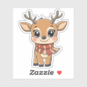 Schattige kerstrendier in een sjaal sticker (Vel)