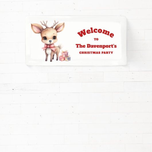 Schattige Kerstrendier met Cadeaufeest Welkom Spandoek (Insitu)