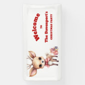 Schattige Kerstrendier met Cadeaufeest Welkom Spandoek (Verticaal)