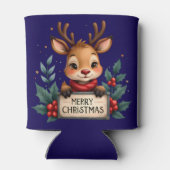 Schattige Kerstrendier met Holly en Teken Blikjeskoeler (Achterkant)