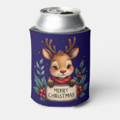 Schattige Kerstrendier met Holly en Teken Blikjeskoeler (Blikje Achterkant)