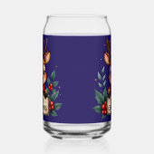 Schattige Kerstrendier met Holly en Teken Blikvorm Glas (Links)