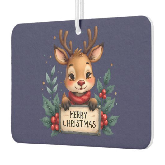 Schattige Kerstrendier met Holly en Teken Luchtverfrisser (Links)