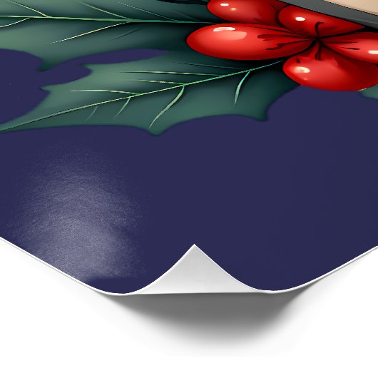 Schattige Kerstrendier met Holly en Teken Perfect Poster (Hoek)