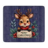 Schattige Kerstrendier met Holly en Teken Snijplank (Voorkant)