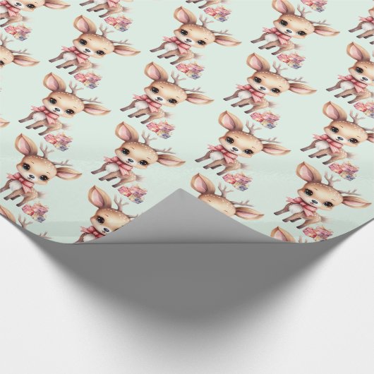 Schattige kerstrendier met kerstcadeaupatroon cadeaupapier (Hoek)