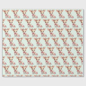 Schattige kerstrendier met kerstcadeaupatroon cadeaupapier (Vlak)