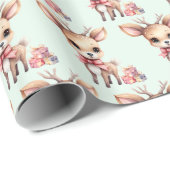 Schattige kerstrendier met kerstcadeaupatroon cadeaupapier (Rol Hoek)