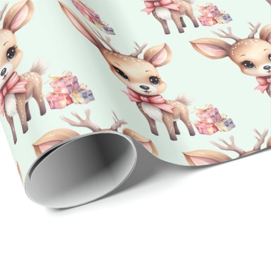 Schattige kerstrendier met kerstcadeaupatroon cadeaupapier (Rol Hoek)