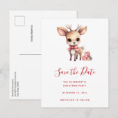 Schattige Kerstrendier met Vakantie Cadeaus Aankondigingskaart (Voorkant / Achterkant)