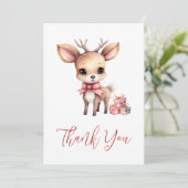 Schattige Kerstrendier met Vakantie Cadeaus Bedankkaart (Staand voorkant)