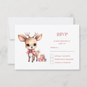 Schattige Kerstrendier met Vakantie Cadeaus RSVP Kaartje (Voorkant)