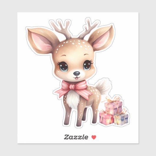 Schattige Kerstrendier met Vakantie Cadeaus Sticker (Vel)