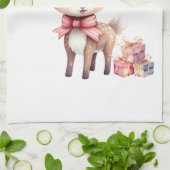Schattige Kerstrendier met Vakantie Cadeaus Theedoek (Gevouwen)