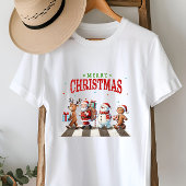 Schattige Kerstrendier Santa Snowman Tri-Blend Shirt