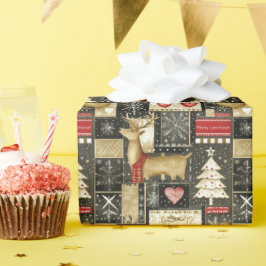 Schattige kerstrendierpatroon cadeaupapier