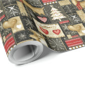 Schattige kerstrendierpatroon cadeaupapier (Rol Hoek)