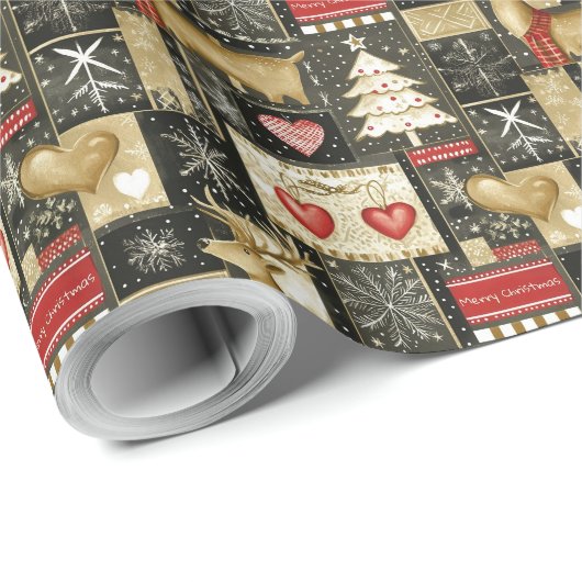 Schattige kerstrendierpatroon cadeaupapier (Rol Hoek)