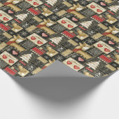 Schattige kerstrendierpatroon cadeaupapier (Hoek)