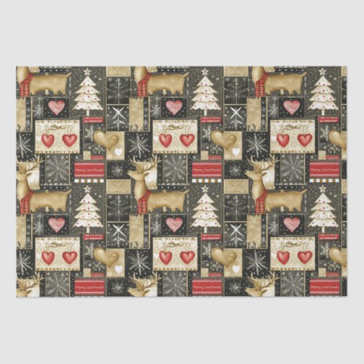 Schattige kerstrendierpatroon tissuepapier (Voorkant)