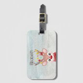 Schattige kerstrendierster bagagelabel (Voorkant (verticaal))