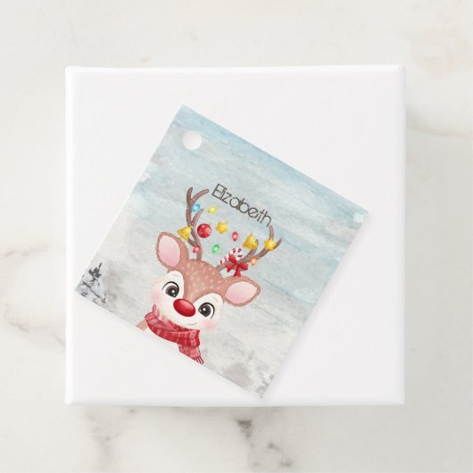 Schattige kerstrendierster bedankjes labels (In situ)