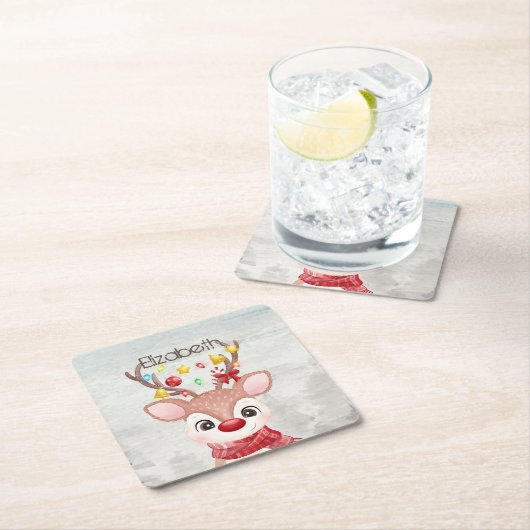 Schattige kerstrendierster kartonnen onderzetters (Insitu)