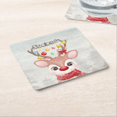 Schattige kerstrendierster kartonnen onderzetters (Schuin)