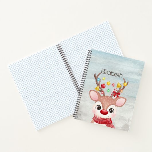 Schattige kerstrendierster notitieboek (Binnen)