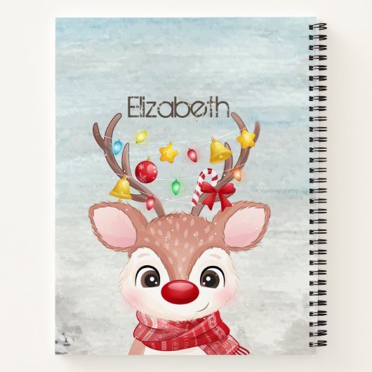 Schattige kerstrendierster notitieboek (Achterkant)