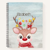 Schattige kerstrendierster notitieboek (Voorkant)