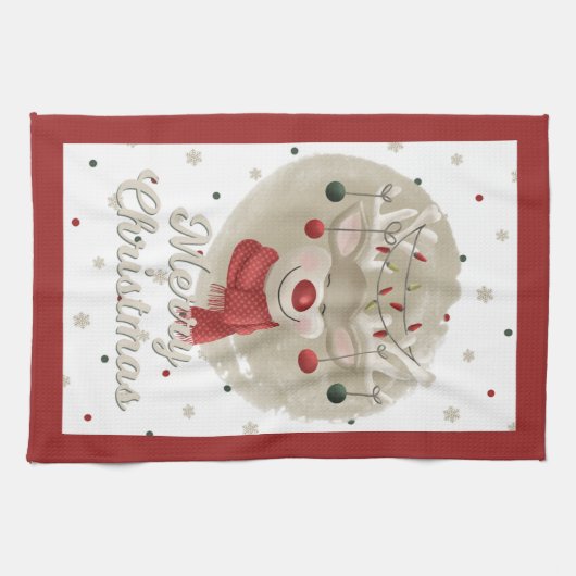 Schattige kerstrendierster theedoek (Horizontaal)