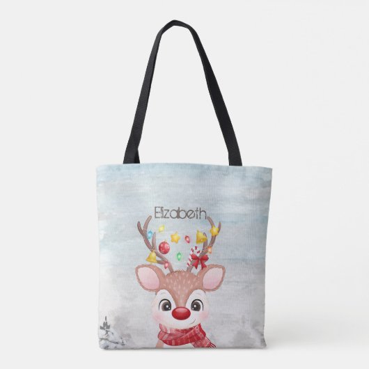 Schattige kerstrendierster tote bag (Achterkant)