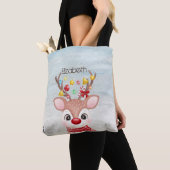 Schattige kerstrendierster tote bag (Dichtbij)