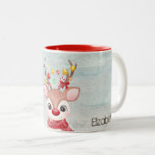 Schattige kerstrendierster tweekleurige koffiemok (Voorkant rechts)