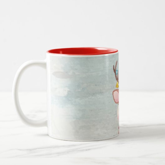 Schattige kerstrendierster tweekleurige koffiemok (Links)