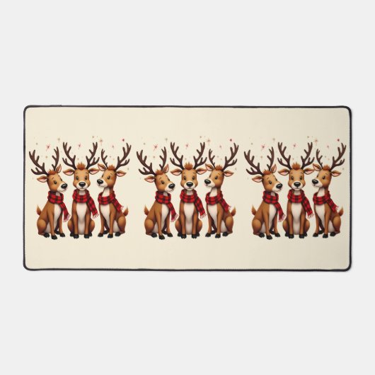 Schattige Kerstrendiertrio met gepleisterde sjaals Bureaumat (Voorkant)