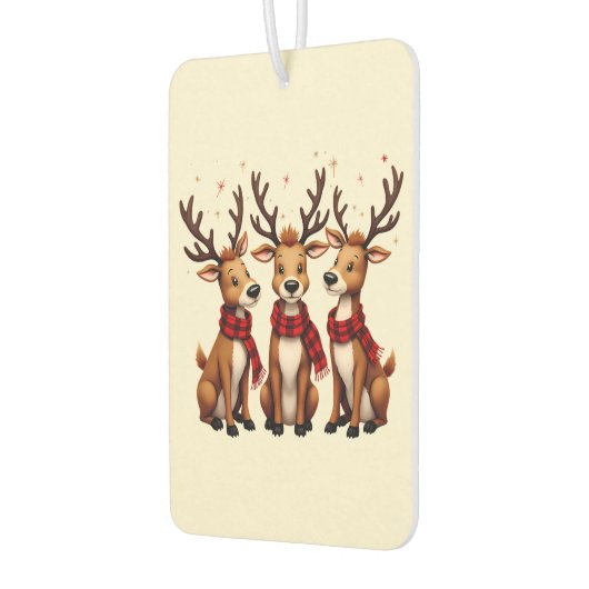 Schattige Kerstrendiertrio met gepleisterde sjaals Luchtverfrisser (Links)