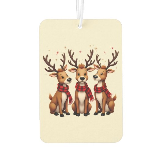 Schattige Kerstrendiertrio met gepleisterde sjaals Luchtverfrisser (Achterkant)