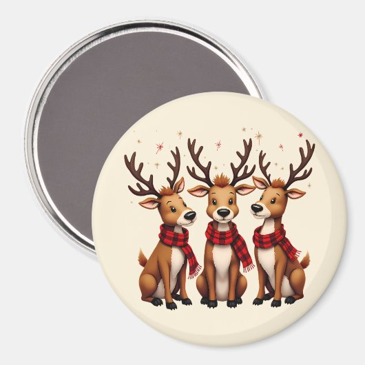 Schattige Kerstrendiertrio met gepleisterde sjaals Magneet (Voorkant / Achterkant)