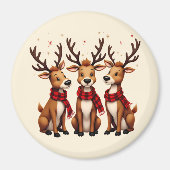 Schattige Kerstrendiertrio met gepleisterde sjaals Magneet (Voorkant)