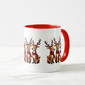 Schattige Kerstrendiertrio met gepleisterde sjaals Mok (Voorkant rechts)