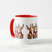 Schattige Kerstrendiertrio met gepleisterde sjaals Mok (Voorkant links)