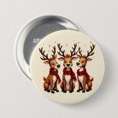 Schattige Kerstrendiertrio met gepleisterde sjaals Ronde Button 7,6 Cm (Voorkant /achterkant)
