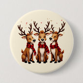 Schattige Kerstrendiertrio met gepleisterde sjaals Ronde Button 7,6 Cm (Voorkant)