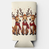 Schattige Kerstrendiertrio met gepleisterde sjaals Seltzer Blikjeskoeler (Voorkant)