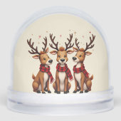 Schattige Kerstrendiertrio met gepleisterde sjaals Sneeuwbol (Voorkant)