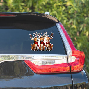 Schattige Kerstrendiertrio met gepleisterde sjaals Sticker