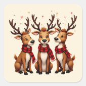 Schattige Kerstrendiertrio met gepleisterde sjaals Vierkante Sticker (Voorkant)