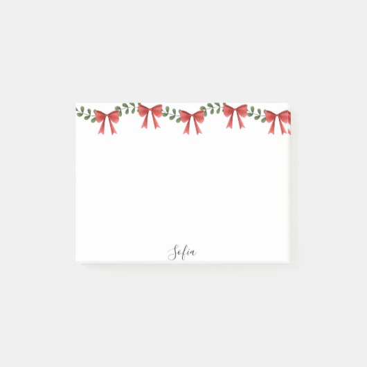 Schattige kerstrood lint post-it® notes (Voorkant)